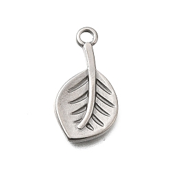 Нержавеющая Сталь Цвет 304 подвески из нержавеющей стали, очарование листа, анти-тускнение, цвет нержавеющей стали, 21x11x2 мм, отверстие : 2 мм