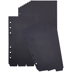 Черный 3шт. пластиковые разделители для папок, Вкладка индексной страницы для планировщика, блокнота и переплетных листов, прямоугольные, чёрные, 180x95x0.4 мм