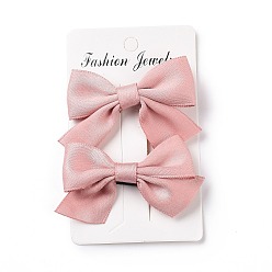 Pink Однотонная заколка из ткани аллигатора с бантом, аксессуары для волос для девочек, розовые, 42~45x70~74x13~14 мм, 2 шт / карта