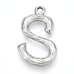 Letter S 304 подвески из нержавеющей стали, письмо амулеты, Письмо с, 22x13x3 мм, отверстие : 1.6 мм