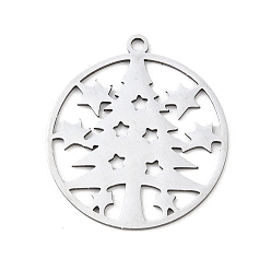 Снежинка Рождественские 201 подвески из нержавеющей стали, плоские круглые со снежинкой, 28x25x1 мм, отверстие : 1.8 мм