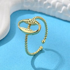 Shell Shape Латунные кольца-манжеты для женщин, стойки покрытие, долговечный, без кадмия и без свинца, реальный 18 k позолоченный, формы раковины, внутренний диаметр: регулируемый, оболочкой: 12.5x8.5 mm