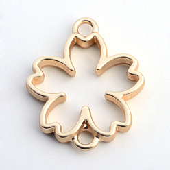 Matte Gold Color Rack Plating Alloy Flower Links, Hollow, Cadmium Free & Nickel Free & Lead Free, Matte Gold Color, 29x24x3.5mm, Hole: 3mm