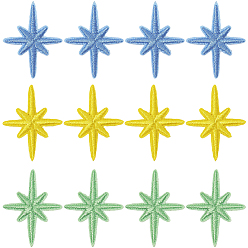 (52) Непрозрачная лаванда 30 шт. 3 цвета тканевые звезды самоклеящиеся вышитые пришивные аппликации, швейные украшения, разноцветные, 32x24.5x2 мм, 10 шт / цвет