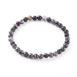 Iolite Natürliche Iolith-Perlen-Stretch-Armbänder, Runde, Innendurchmesser: 2-1/4 Zoll (5.7 cm), Perlen: 6~6.5 mm