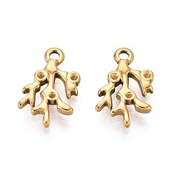 Настоящее золото 18K 304 Настройки горный хрусталь из нержавеющей стали кулон, ионное покрытие (ip), филиал, реальный 18 k позолоченный, пригодный для стразов 0.9 мм, 13.5x8x2 мм, отверстие : 1.4~1.5 мм