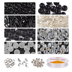 Mixed Color DIY Glass Seed Beads Jewelry Set Making Kit, Including Acrylic & ABS Plastic Beads, Glass Seed & Bugle Beads, Magnetic Alloy Clasps, Iron Findings and Elastic Thread, Mixed Color, Glass Beads: about 520pcs/set