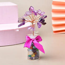 Аметист Натуральные аметистовые чипсы дерево жизни украшения, стеклянная бутылка желаний с медной проволокой, энергетический камень фэн-шуй, подарок для женщин и мужчин, медитация, 70~80 мм