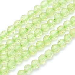 Prehnite Natural Prehnite Beads Strands, Round, Faceted, 3mm, Hole: 0.5mm, about 135pcs/strand, 15.3 inch(39cm)