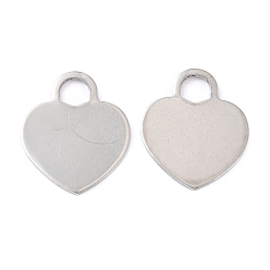 Нержавеющая Сталь Цвет Устойчивые к потускнению 201 подвески из нержавеющей стали, сердце, цвет нержавеющей стали, 19.5x16x0.8 мм, отверстие : 4.3x4.3 мм