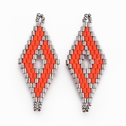 Помидор Японский бисер miyuki & toho ручной работы ссылки, Ткацкий станок, ромб, помидор, 40.7~42x16.4~17x1.7~1.9 мм, отверстие : 1.2~1.4 мм