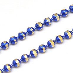 Blue Electroplate Brass Ball Chains, Soldered, with Spool, Faceted, Lead Free & Nickel Free, Blue, 1.5mm, about 328.08 Feet(100m)/roll
