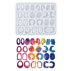 Белый DIY силиконовые формы кулон, формы для литья смолы, разнообразные, белые, 126x161x6 мм, отверстие : 1.5 мм