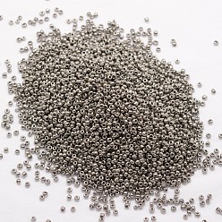 Gray 8/0 Glass Seed Beads, Grade A, Round, Opaque Colours, Gray, 2.8~3.2mm, Hole: 1.0mm, about 15000pcs/pound