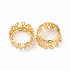 Golden Brass Sew on Prong Settings, Filigree Open Back Claw Settings for Pointed Back Rhinestone, Flat Round, Golden, Tray: 12mm, 14x7mm, Hole: 0.8mm