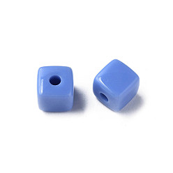 Cornflower Blue Opaque Acrylic Beads, Cube, Cornflower Blue, 12.5x12.5x12.5mm, Hole: 3.5mm, about 263pcs/500g