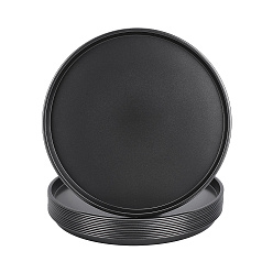 Black Carbon Steel Flat Round Shaped Non-Stick Fluted Pizza Pan, Black, 292x16.5mm