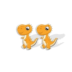 Оранжевый Серьги-гвоздики из смолы в виде динозавра для женщин, оранжевые, 15 мм
