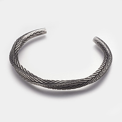 Antique Silver 304 Stainless Steel Cuff Bangles, Antique Silver, 2 inchx2-1/2 inch(51x62mm)