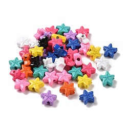 Mixed Color Spray Painted Alloy Beads, Starfish, Mixed Color, 10.8x10.2x5.5mm, Hole: 2mm
