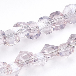 чертополох Гальванические стеклянные бусины, гальваническое покрытие, граненые, алмаз, чертополох, 4 мм, отверстие : 0.5 мм, около 99 шт / нитка, 11.81 дюйм