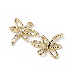 Golden Alloy Micro Pave Cubic Zironia Pendants, Dragonfly Charm, Golden, 20x18x2mm, Hole: 1.5mm