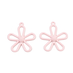 Pink Подвески из сплава , , окрашеные, без кадмия и без свинца и без никеля, розовые, 28.5x25.5x3.5 мм, отверстие : 1.6 мм