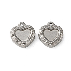 Нержавеющая Сталь Цвет 304 подвески из нержавеющей стали, сердце прелести, цвет нержавеющей стали, 14x12.5x5 мм, отверстие : 1.2 мм
