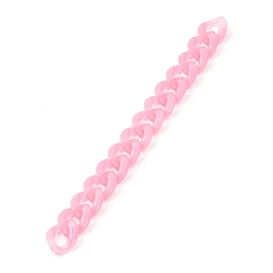 Hot Pink Handmade Acrylic Curb Chains, with Imitation Jelly Acrylic Linking Rings, for Jewelry Makings, Hot Pink, 23x16.5x4.5mm, 7-1/8 inch(18cm)/strand