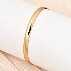 Golden 304 Stainless Steel Plain Bangles for Women Men, Ion Plating(IP), Long-Lasting Plated, Golden, Inner Diameter: 2.68 inch(6.8cm)