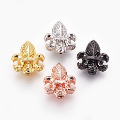 (52) Непрозрачная лаванда Латунные микро проложить кубического циркония бусы, без свинца, без кадмии и без никеля, долговечный, Флер де Лис, прозрачные, разноцветные, 19x17.5x9 мм, отверстие : 1.5 мм