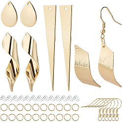 Real 18K Gold Plated DIY Dangle Earring Making Kits, include Brass Earring Hooks & Pendants & Jump Rings, Plastic Ear Nuts, Real 18K Gold Plated, 54pcs/box