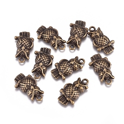 Античная Бронза Сплавочные подвески тибетского стиля, без свинца и без кадмия, сова, для Хэллоуина, античная бронза, 22x12x4.5 мм, отверстие : 2 мм