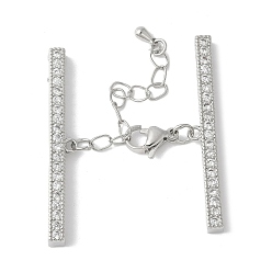 Платина Удлинитель цепи из латуни с кубическим цирконием, стойки покрытие, долговечный, без свинца и без кадмия, прямоугольные, платина, 45 мм, отверстие : 0.7 мм