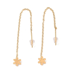 Золотой 304 из нержавеющей стали серьги, для женщин, вакуумное покрытие pvd, цветок, золотые, 68x5.6 мм