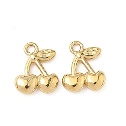 Настоящее золото 18K 304 прелести нержавеющей стали, вишня, реальный 18 k позолоченный, 9.5x7.5x2 мм, отверстие : 1.2 мм