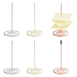 Mixed Color 6Pcs 3 Colors Iron Desk Straight Rod, Paper Holder Spike Stick, Receipts Check Bill Fork, Mixed Color, 74x150mm, 2pcs/color