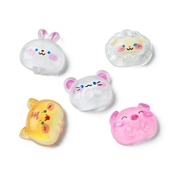 (52) Непрозрачная лаванда Кабошоны из полупрозрачной смолы, смешанные формы животных, разноцветные, 8.5~10.5x9.5~10x3.5~4 мм