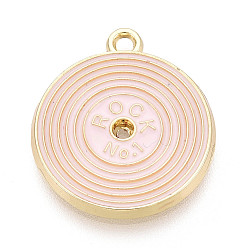 Белый Подвески из эмали и сплава, Дисковые подвески, золотые, без кадмия, без никеля и без свинца, белые, 22x19.5x2 мм, отверстие : 1.6 мм