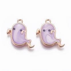 Лиловый Подвески из эмали и сплава, призрак, золотой свет, сирень, 19.2x19.5x2.7 мм, отверстие : 1.6 мм