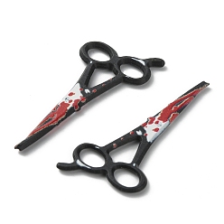 Tool Непрозрачные смоляные подвески ужасов хэллоуина в готическом стиле, кровавые ножницы очарование, для изготовления ювелирных серег, форма ножниц, чёрные, инструмент, 49x22x2 мм, отверстие : 7x4.5 мм