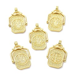 Real 18K Gold Plated Eco-Friendly Brass Pendants,  Long-Lasting Plated, Transfer Card Shape, with Religion Theme Pattern, Real 18K Gold Plated, 35.5x22x3.5~5mm, Hole: 2.5x3.5mm