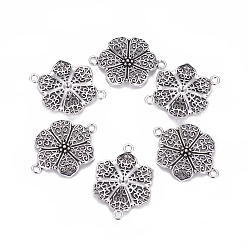Античное Серебро Соединительные элементы в тибетском стиле, сплав, без кадмия и без свинца и без никеля, цветок, античное серебро, Размер : длиной около 41 мм , шириной 37 мм , толщиной 2.5 мм , отверстие : 3 мм, 190 шт / 1000 г