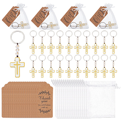 Платина 30шт. деревянные брелоки-подвески в виде креста, с 30шт. подарочные бирки из крафт-бумаги, 30 подарочные пакеты из органзы, платина, 200 мм