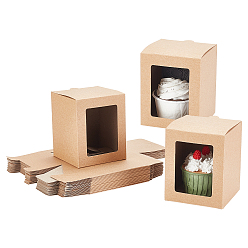 Светло-коричневый Прямоугольная коробка из крафт-бумаги, загар, 10.3x8.4x8.4 см