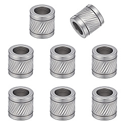 Stainless Steel Color 8Pcs 304 Stainless Steel Glazed European Beads, Large Hole Beads, Column, Stainless Steel Color, 10x10mm, Hole: 6mm