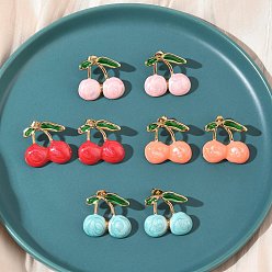 (52) Непрозрачная лаванда Вишня 304 серьги-гвоздики из нержавеющей стали с эмалью, ионное покрытие (ip), долговечный, реальный 18 k позолоченный, разноцветные, 22x23~23.5 мм