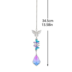 Colorful Crystal Suncatcher, with Metal Findings, for Home, Garden Decoration, Colorful, 345mm
