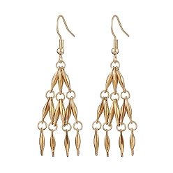 Золотой 304 серьги с подвесками из нержавеющей стали, кисточкой серьги, золотые, 55x18 мм