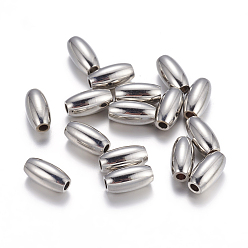 Платинированный Латунные бусины, долговечный, рис, без кадмия и без свинца, Реальная платина, 7x4 мм, отверстие : 1 мм